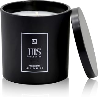 Lulu Candles | Tobacco Bark - His Collection | Luxury Scented Soy Jar Candle | Hand Poured in The USA | Highly Scented & Long Lasting- 9 Oz.