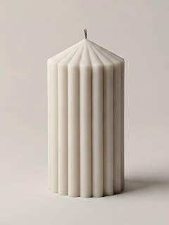 LAWA Ribbed Peak Pillar Candle - Large Beautiful Handmade Pillar Scented Soy Wax Candle Elegant Bubble Aesthetic Candle Housewarming Gift Home Room Shelf Decor Idea Moon Gray (Small)