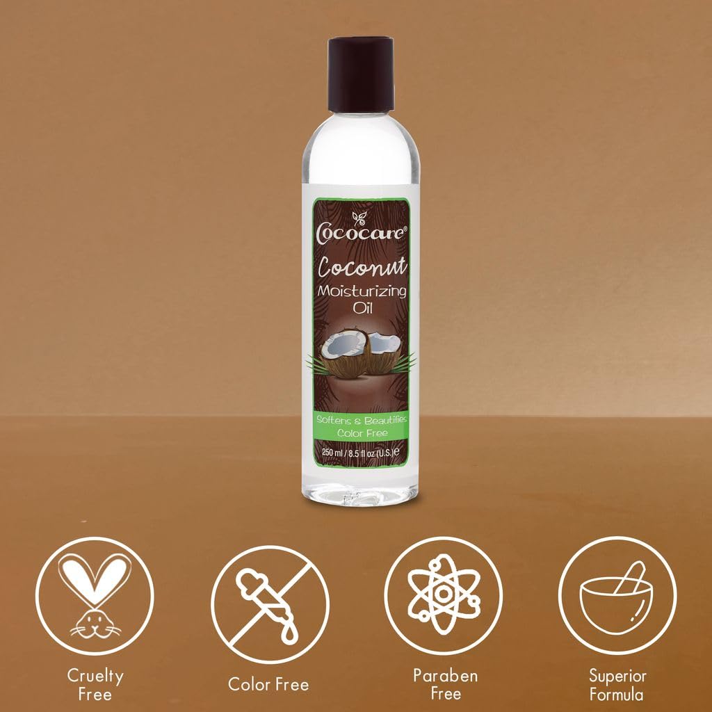 Cococare Coconut Moisturizing Oil, 8.5 fl oz - Lightweight Body Moisturizer Formulated with Natural Coconut Oil - Paraben-Free Body Oil for Bath, Shower, Massage, and Everyday Skin Care - 2 Pack