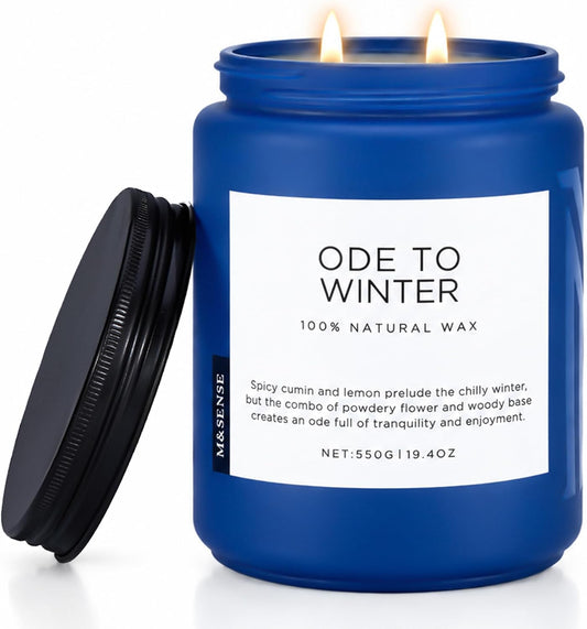 M&Sense Ode to Winter Candles for Home Scented 19.4Oz Natural Soy Wax 110H