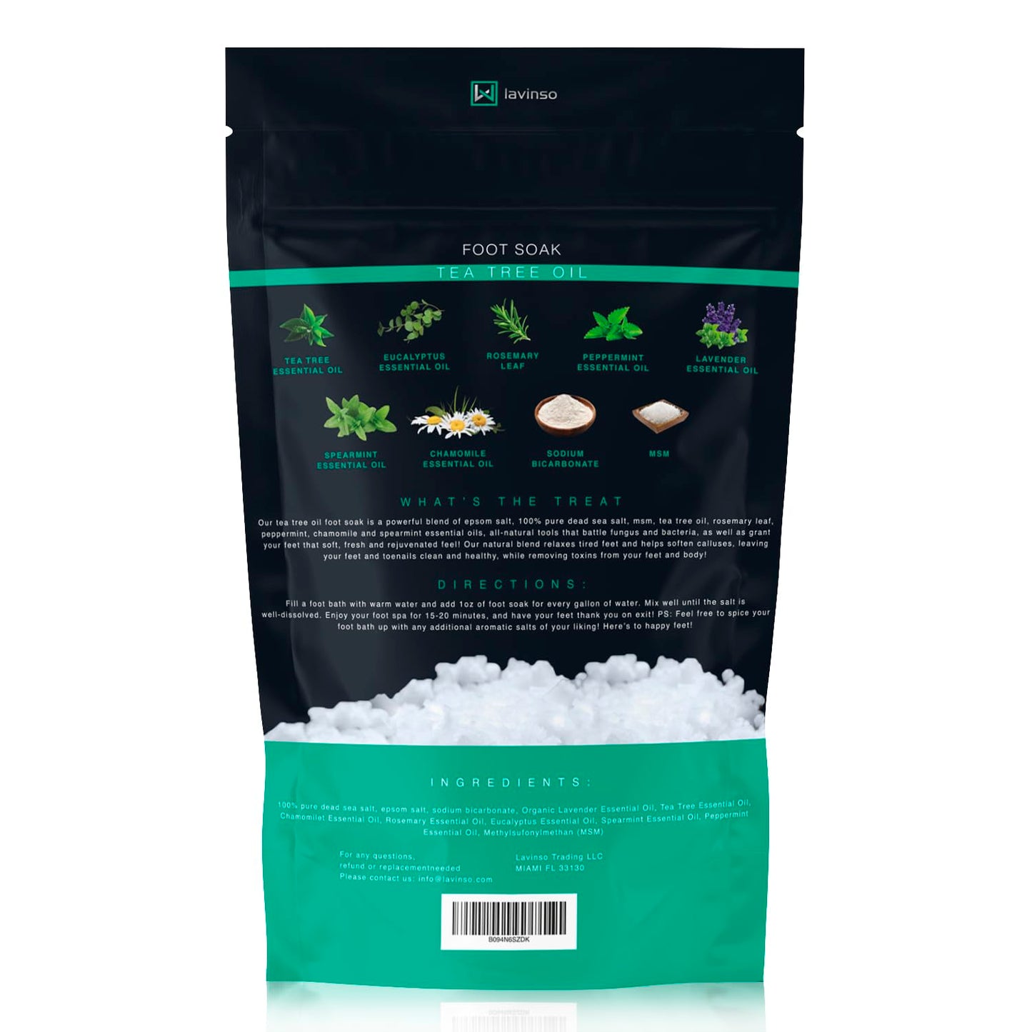 Tea Tree Oil Foot Soak with Epsom Salt - Made in USA - for Toenail Health, Athletes Foot, Stubborn Foot Odor, Softens Calluses & Soothes Sore Tired Feet - 2 LB