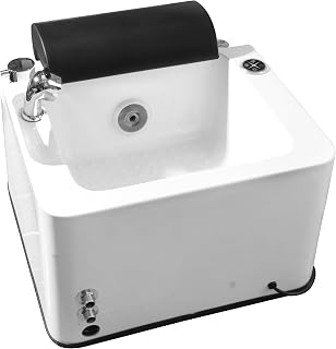Acrylic Pedicure Foot Spa Basin, Integrated Molding Foot Soak Tub with Surfing Massage, LED Color Changing Lights, Pull Out Shower Head for Beauty Salon & Home Use
