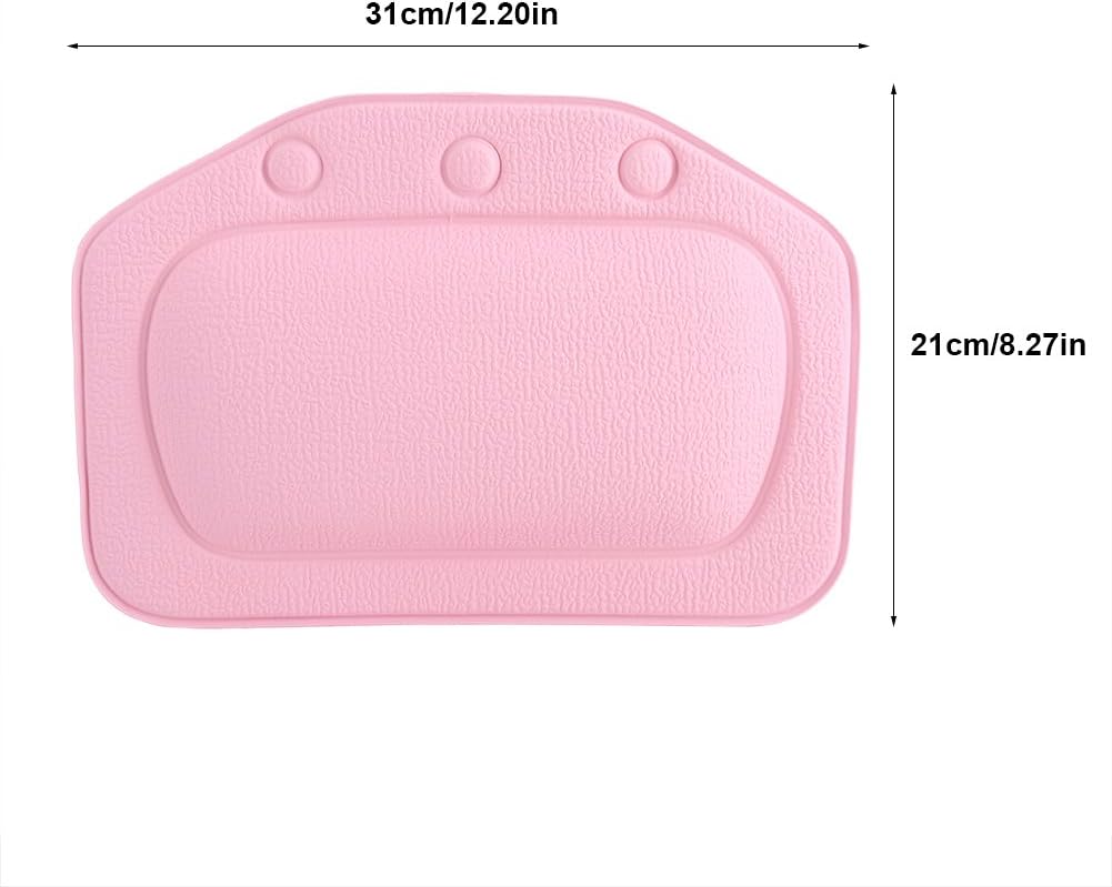 Bath Pillow, Bathtub Head Neck Support, Soft Foam Padded Spa Tub Headrest Back Shoulders Support Cushion Bathroom (Pink)