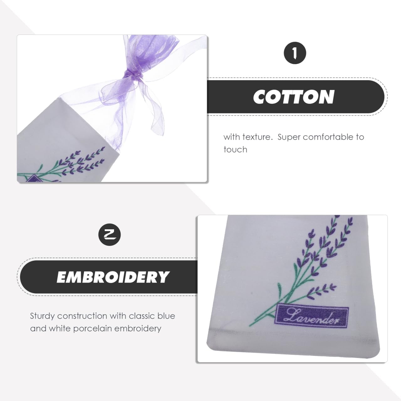 Lavender Sachet Bags: 30Pcs Empty Sachets Bag, Flower Printing Fragrance Gauze Pouches for Buds Lagerung