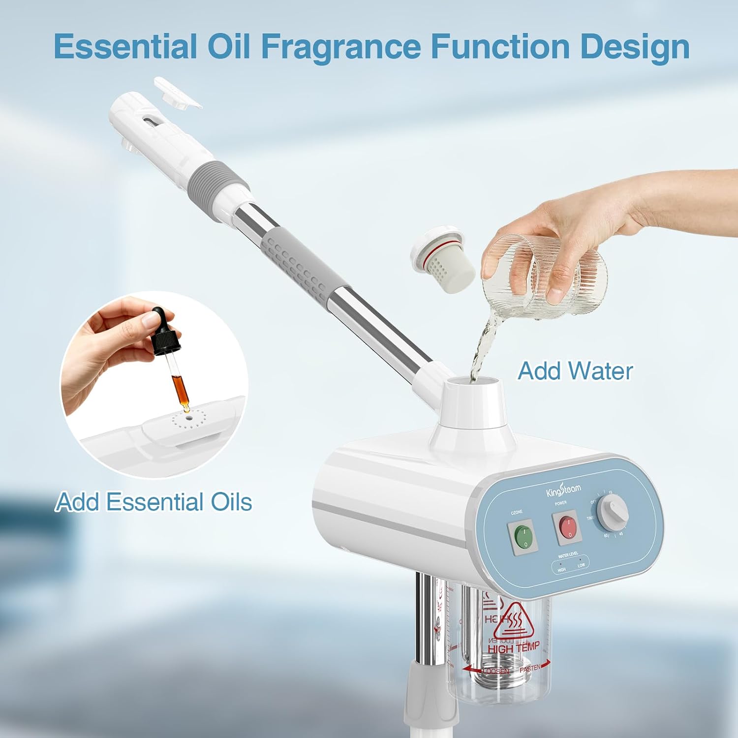 Professional Nano Ionic Facial Steamer with Ozone – 700ml Large Capacity Stand Facial Steamer