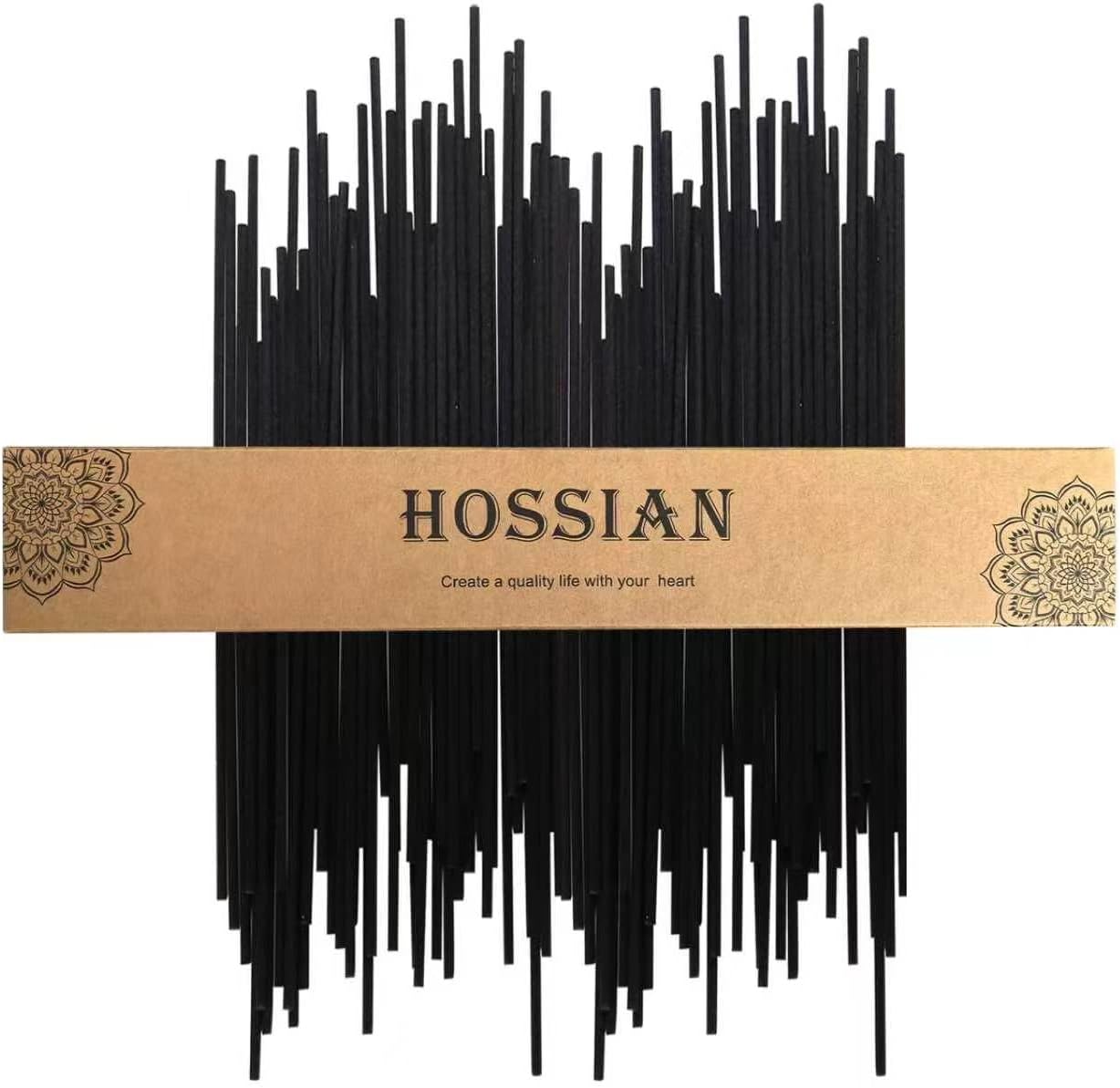 HOSSIAN Reed Diffuser Sticks, Natural Rattan Wood Sticks Essential Oil Aroma Diffuser Sticks Refill Replacement for Aroma Fragrance (Black Fibre17Inch*3.5mm 60PCS)