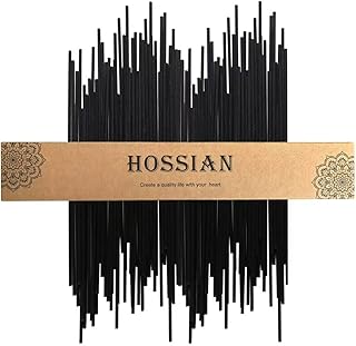 HOSSIAN Reed Diffuser Sticks, Natural Rattan Wood Sticks Essential Oil Aroma Diffuser Sticks Refill Replacement for Aroma Fragrance (Black Fibre17Inch*3.5mm 60PCS)
