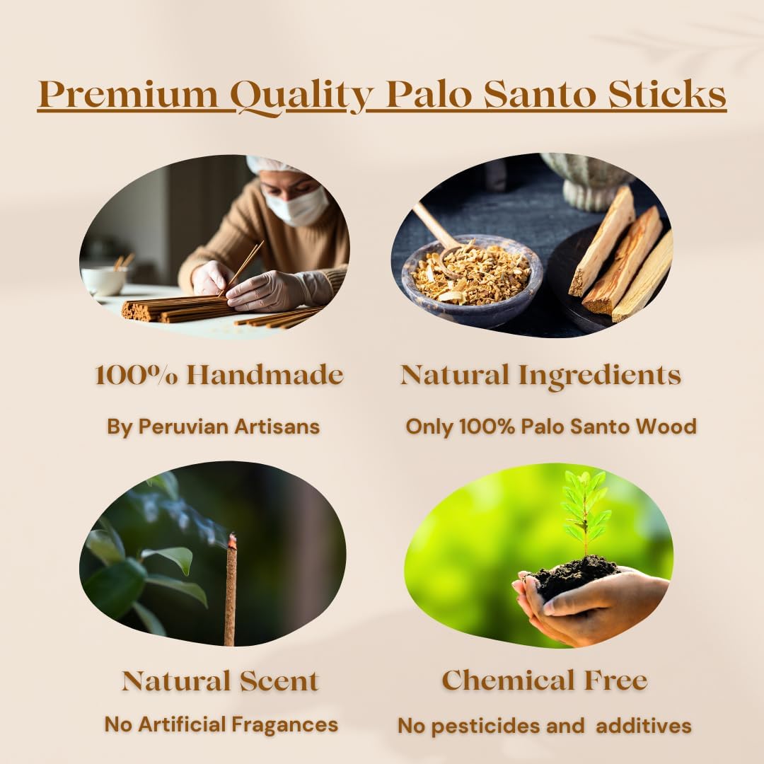Handmade Palo Santo Incense Sticks by Luminous Aura– 100% Natural & Organic, Ethically Sourced from Peru – 7 Sticks, 8" Each – Non-Toxic, Ideal for Meditation, Relaxation, Smudging & Energy Cleansing