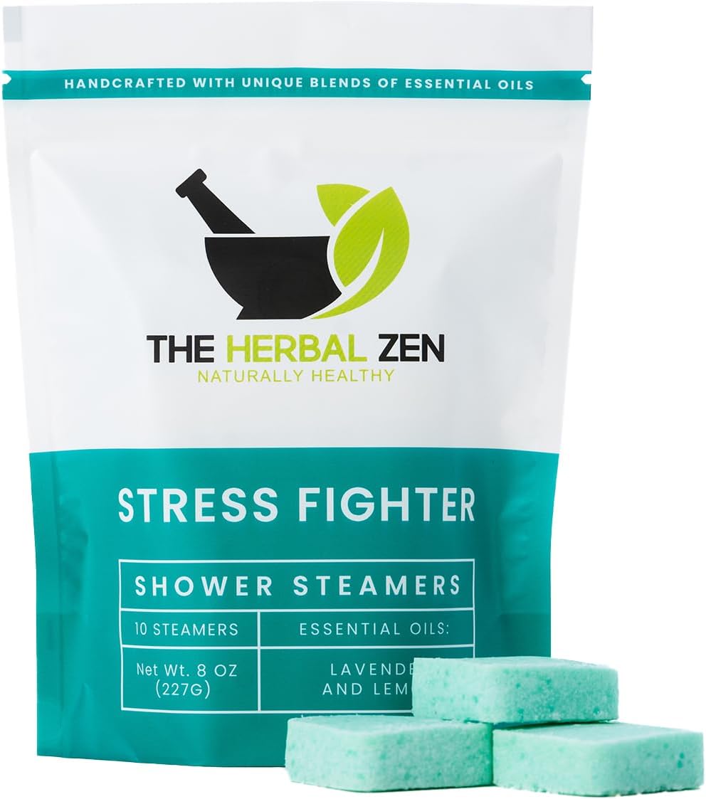 Stress Fighter Shower Steamers Aromatherapy for Relaxing - USA Made Mothers Day Gift for Mom - Lavender & Lemon Shower Bomb Tablets – Soothing Natural Essential Oils (10 Pack)