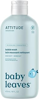 ATTITUDE Bubble Body Wash for Baby, EWG Verified, Dermatologically Tested, Plant and Mineral-Based, Vegan, Good Night, 16 Fl Oz
