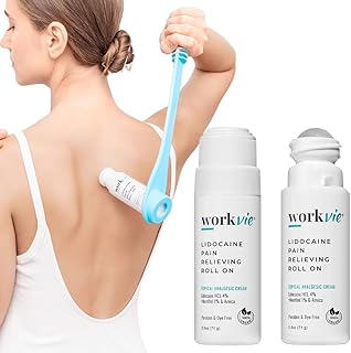 Lidocaine Pain Relief Roll On 2 Pack & Easy Reach Applicator Tool – Fast Acting Topical Lidocaine Maximum Strength with Arnica Montana & Aloe Vera for Muscles, Joints, Back, Neck & Feet