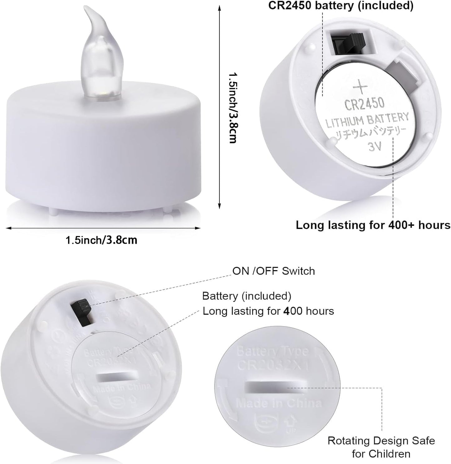 Tea Light Candles with Remote Control,Flickering Flameless LED Candle,Long Lasting 400+Hours,Battery Operated with Timer for Home Decoration Seasonal &Festival Celebration WarmWhite (5pcs)