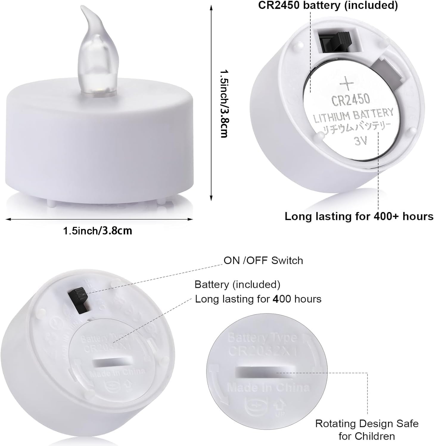 Tea Light Candles with Remote Control,Flickering Flameless LED Candle,Long Lasting 400+Hours,Battery Operated with Timer for Home Decoration Seasonal &Festival Celebration WarmWhite (5pcs)