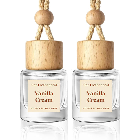 HoogaLife Car Air Freshener Diffuser 2 Pack Hanging Air Freshener Diffuser - Vanilla Cream Fragrance Oil Air D iffuser for