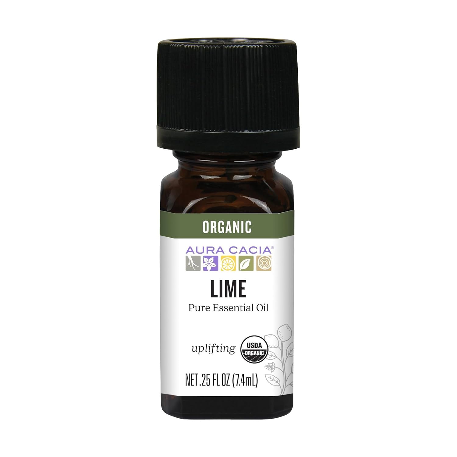 Aura Cacia Organic Distilled Lime Essential Oil, 100% Pure Citrus Aurantifolia Oil - Aromatherapy for Body Care, DIY Blends | 0.25 Fl Oz (Pack of 1)