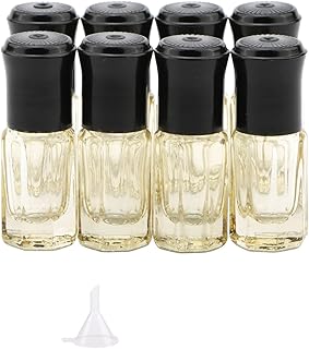 Essential Oil Roller Bottles, 8Pcs 3ml Roll-on Vials with Funnel, Mini Glass Massage Containers for Perfume Lip Balms Aromatherapy, Bright Yellow