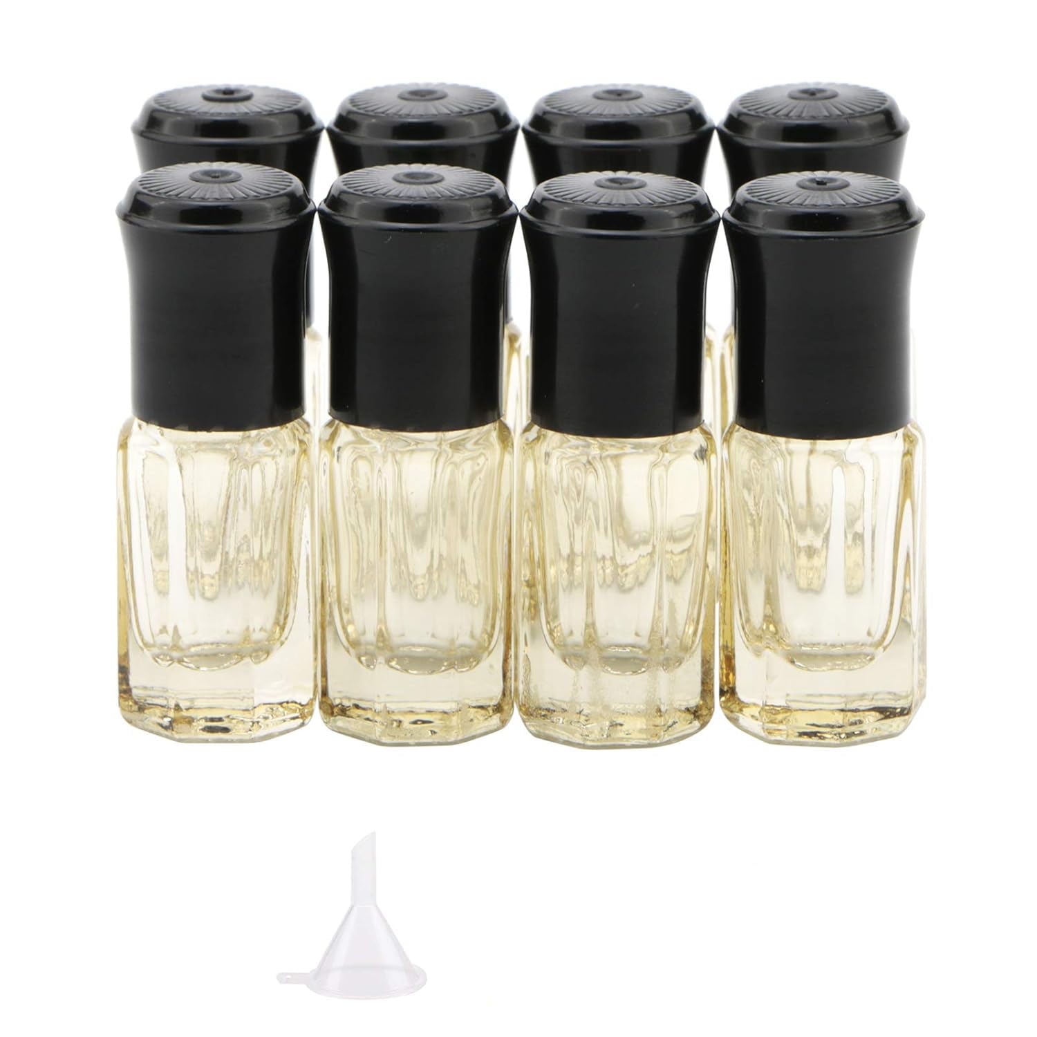 Essential Oil Roller Bottles, 8Pcs 3ml Roll-on Vials with Funnel, Mini Glass Massage Containers for Perfume Lip Balms Aromatherapy, Bright Yellow
