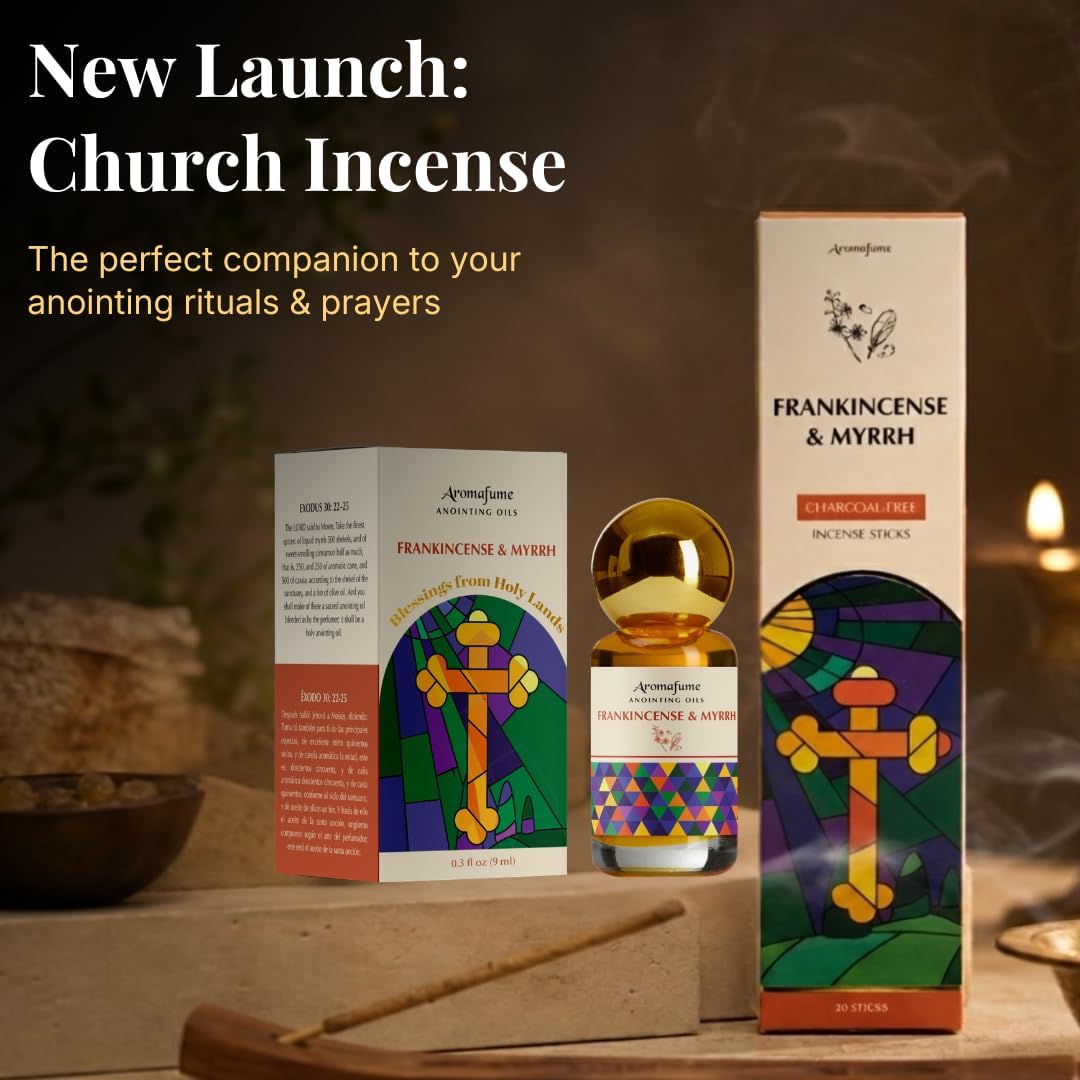 Frankincense & Myrrh Anointing Oil 9ml (0.3 fl oz.) | Blessings from The Holy Lands | Blessed from Jerusalem with Biblical Spices | Christian Gifts | Holy Oil for Prayer and Protection