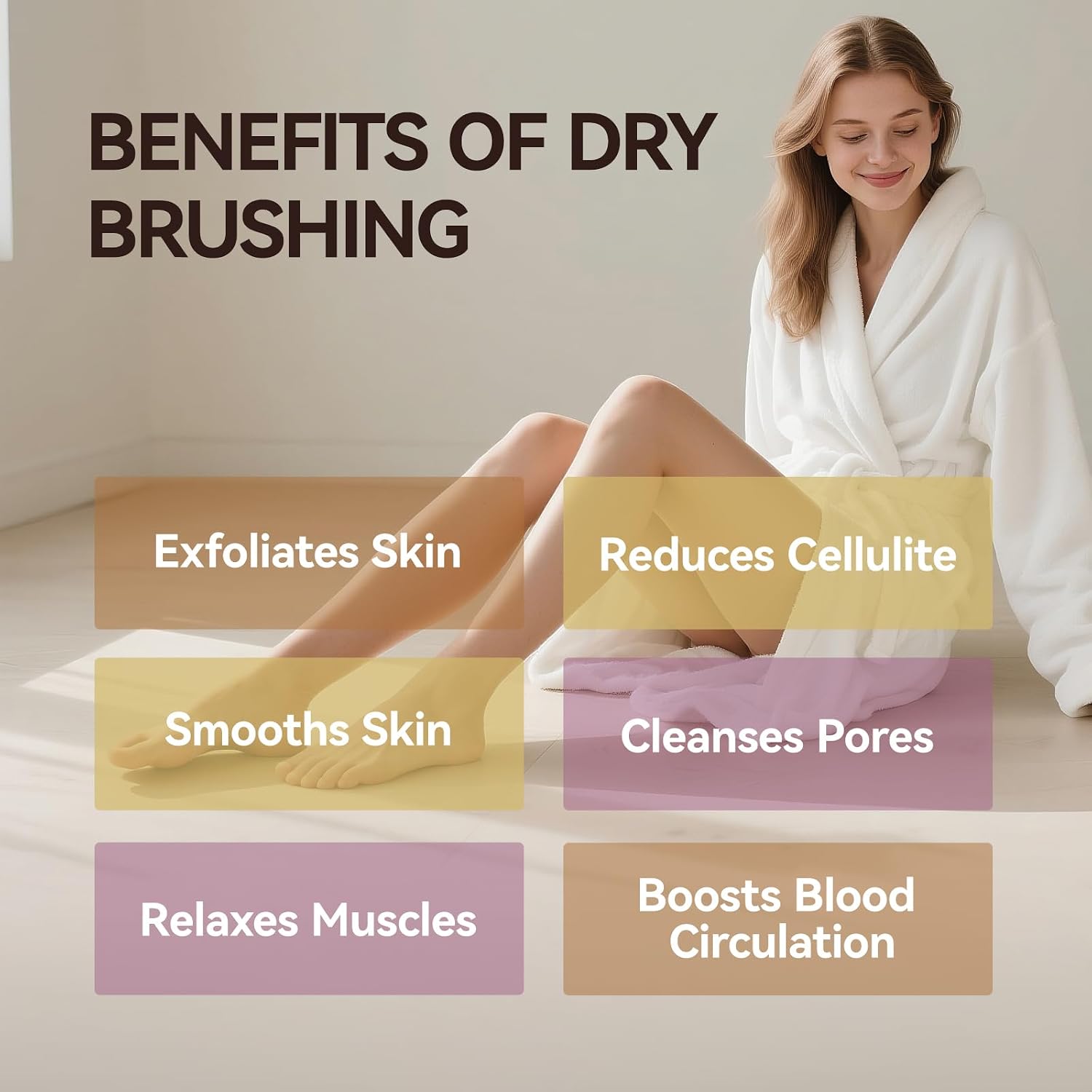 Body Brush Dry Brushing Bath Brush Gentle Skin Exfoliate Massage Scrub 100% Nature Boar Bristles Bamboo Wood Improve Blood Circulation Wet & Dry Smooth Fresh Treatment,with Canvas Bag