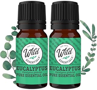 Wild Essentials Eucalyptus 100% Pure Essential Oil 2 Pack - 10ml Bottles, undiluted, Therapeutic Grade, Made and Bottled in The USA, Congestion, Stress, Aches and Pains