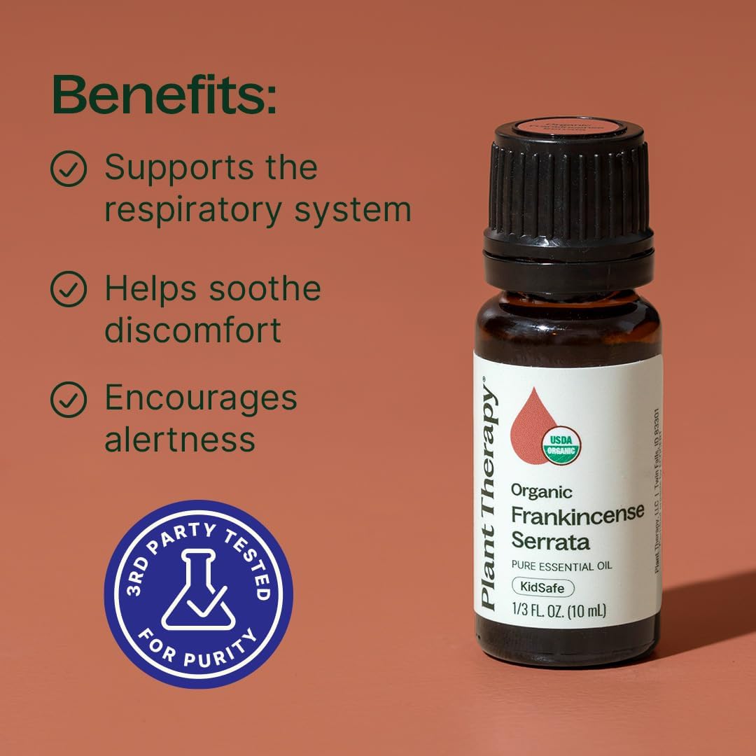 Plant Therapy Organic Frankincense Serrata Essential Oil 100% Pure, USDA Certified Organic, Undiluted, Natural Aromatherapy, Therapeutic Grade 10 mL (1/3 oz)