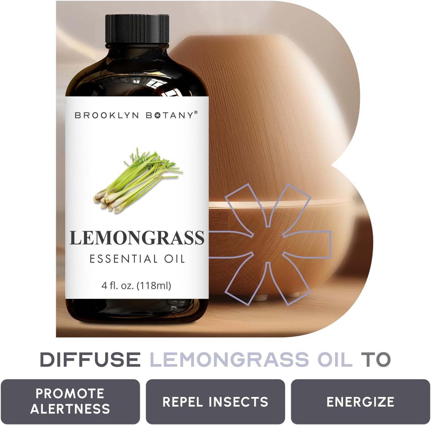 Brooklyn Botany Clove & Lemongrass Essential Oils – 4 Fl Oz (Pack of 2) – 100% Pure & Natural – Uplifting & Cleansing Aromatherapy Blend