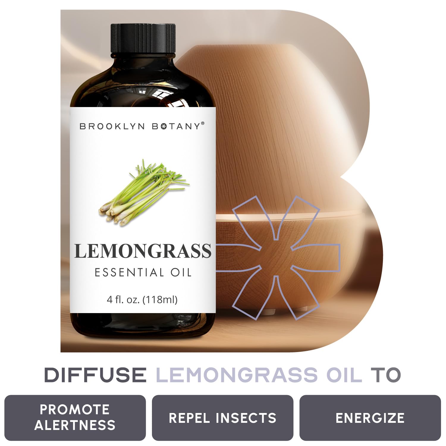 Brooklyn Botany Peppermint & Lemongrass Essential Oils – 4 Fl Oz (Pack of 2) – 100% Pure & Natural – Premium Grade Aromatherapy Oils – Refresh & Relax Blend
