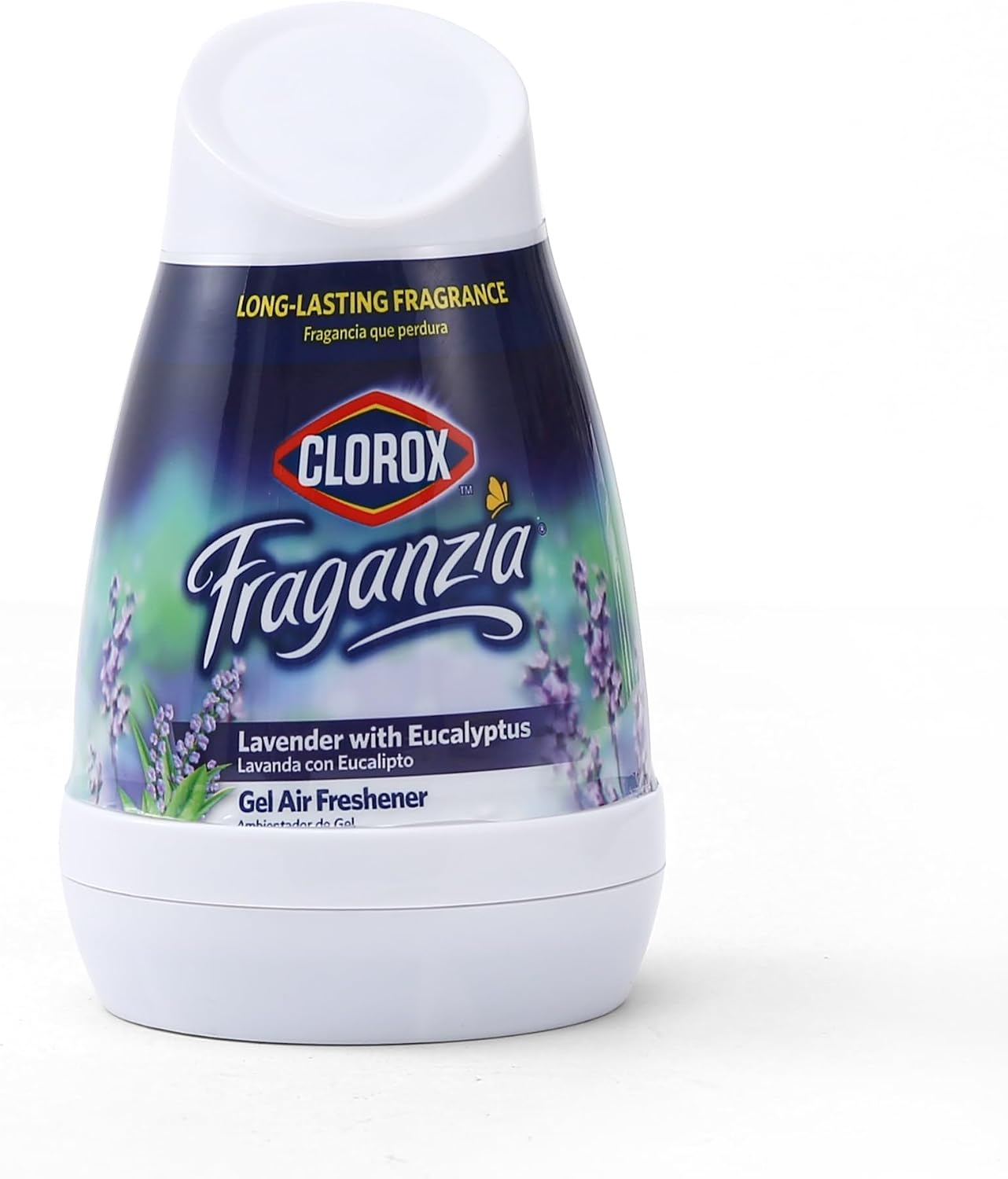 Clorox Fraganzia Gel Air Freshener Cone, Adjustable Odor Eliminating Gel with Lavender and Eucalyptus Scent for Home, Bathroom, Office, Small Spaces, Long Lasting No Battery Freshener, 6 Oz