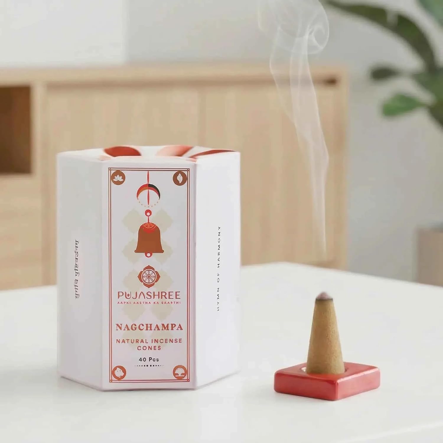 Pujashree Natural Incense Cones, Nagchampa Dhoop Sticks, Incense Dhoop for Pooja & Meditation, Eco-Friendly, Natural Aroma Sticks, 20 min Burn Time Each, Pack of 40 Pcs (2-inch Size)
