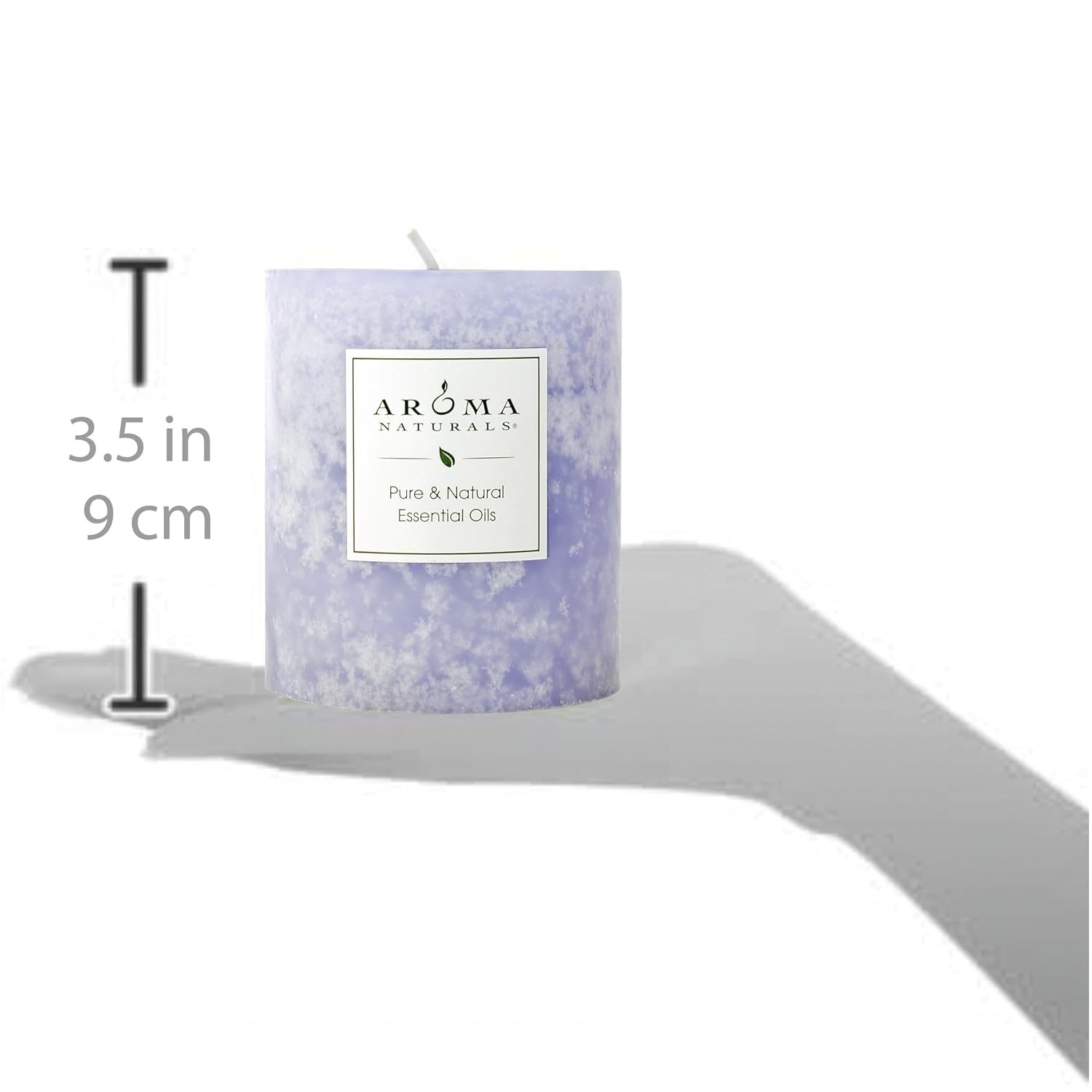 Aroma Naturals Lavender Essential Oil Blue Scented Pillar Candle, Tranquility, 3 inch x 3.5 inch