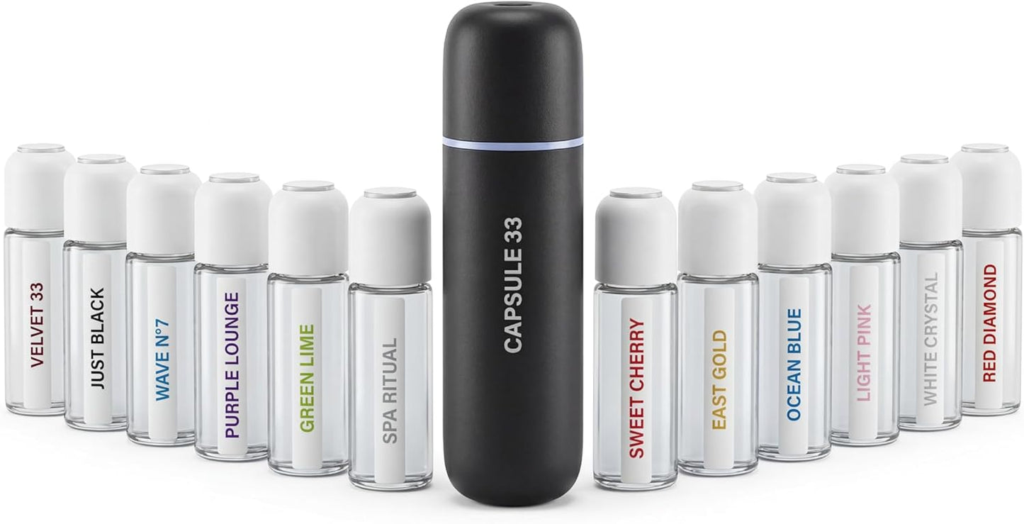 Car Perfume Diffuser, (UPGADED) Air freshener, Waterless Diffuser, Smart Ultrasonic Air Freshener with 6 Premium Fragrances, Automatic (On/Off), Car Gift for Men and Women (Black)