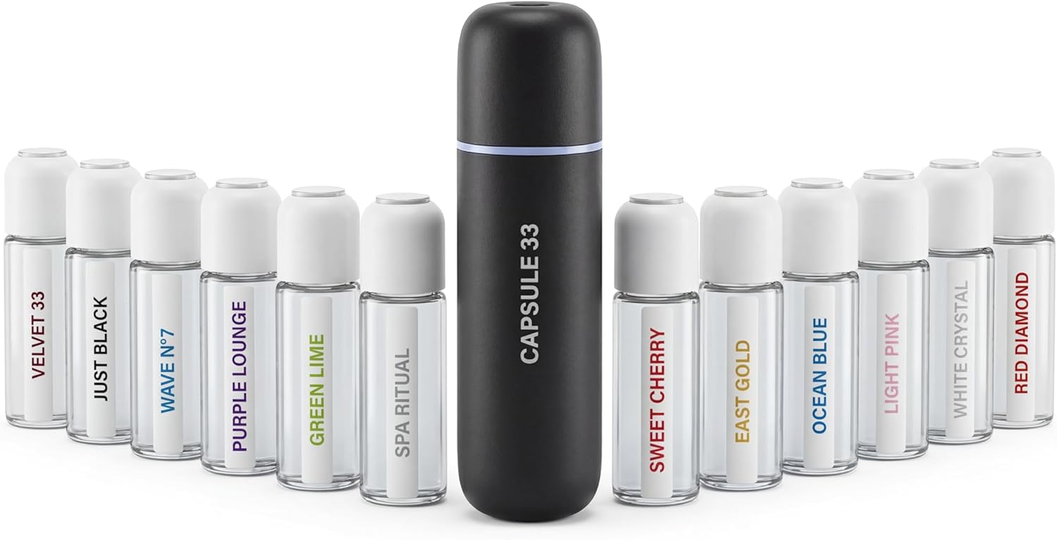 Car Perfume Diffuser, (UPGADED) Air freshener, Waterless Diffuser, Smart Ultrasonic Air Freshener with 6 Premium Fragrances, Automatic (On/Off), Car Gift for Men and Women (Black)