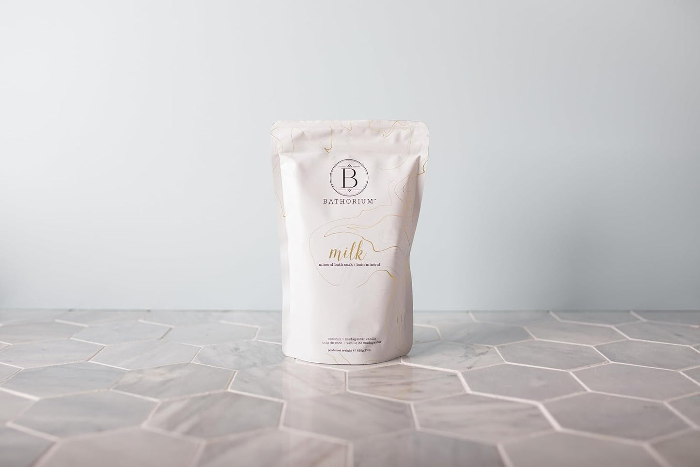 Bathorium Milk Mineral Bath Soak, Made with Coconut, Dead Sea Salt & Vanilla Bean CO2, Ideal for Hydration, pH Balanced Coconut Scented Bath Soak for Women, Approximately 5 Baths, 23 oz