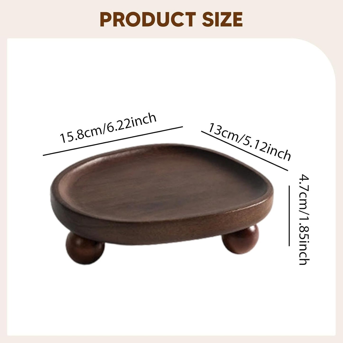 Wooden Tray,Pedestal Stand Plate Serving Rustic Perfume Holder Jewelry Display Tray for Entryway Candle Sink Wedding, Style B