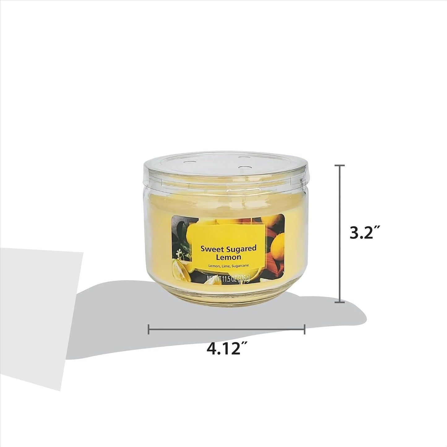 3-Wick Glass Jar Candle, Sweet Sugared Lemon, Yellow, 11.5 oz