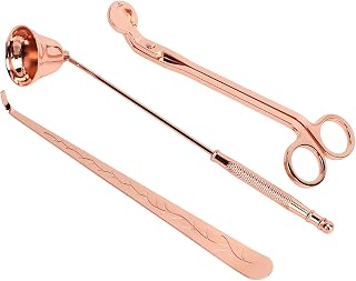 3pcs Candle Wick Trimmer Set Wick Trimmer Candle Snuffer Wick Dipper Stainless Steel Candle Accessory Set Rose Gold