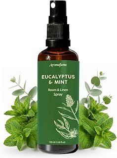 Eucalyptus & Mint Room, Linen & Pillow Spray by Aromafume | 100ml/3.38fl oz | with Pure Eucalyptus & Mint Essential Oil | Aromatherapy | Mist for Bedding, Fabrics