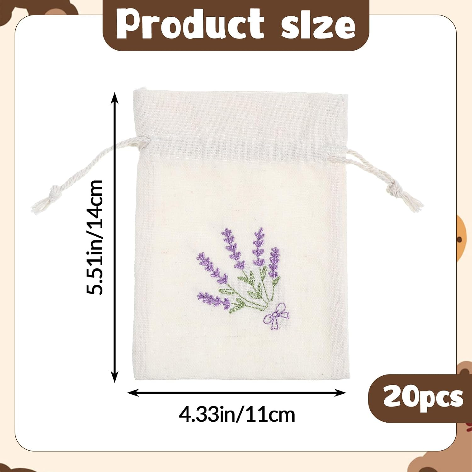 8 Pcs Cotton Lavender Bags, 4.3 X 5.5 Inch Sachet Empty Bag, Drawer Sachets with Drawstring Cotton Pouch for Filling Spice Jewellery Wedding Mini Fabric Bags for DIY Craft