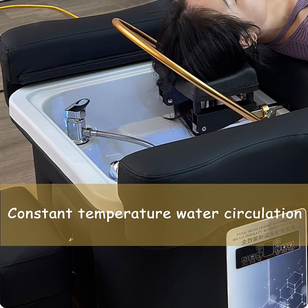 Shampoo Bed, Electric Lift Massage Bed, Head Spa Equipment with Water Circulation, Fumigation, Foot Bath SPA Shampoo Table
