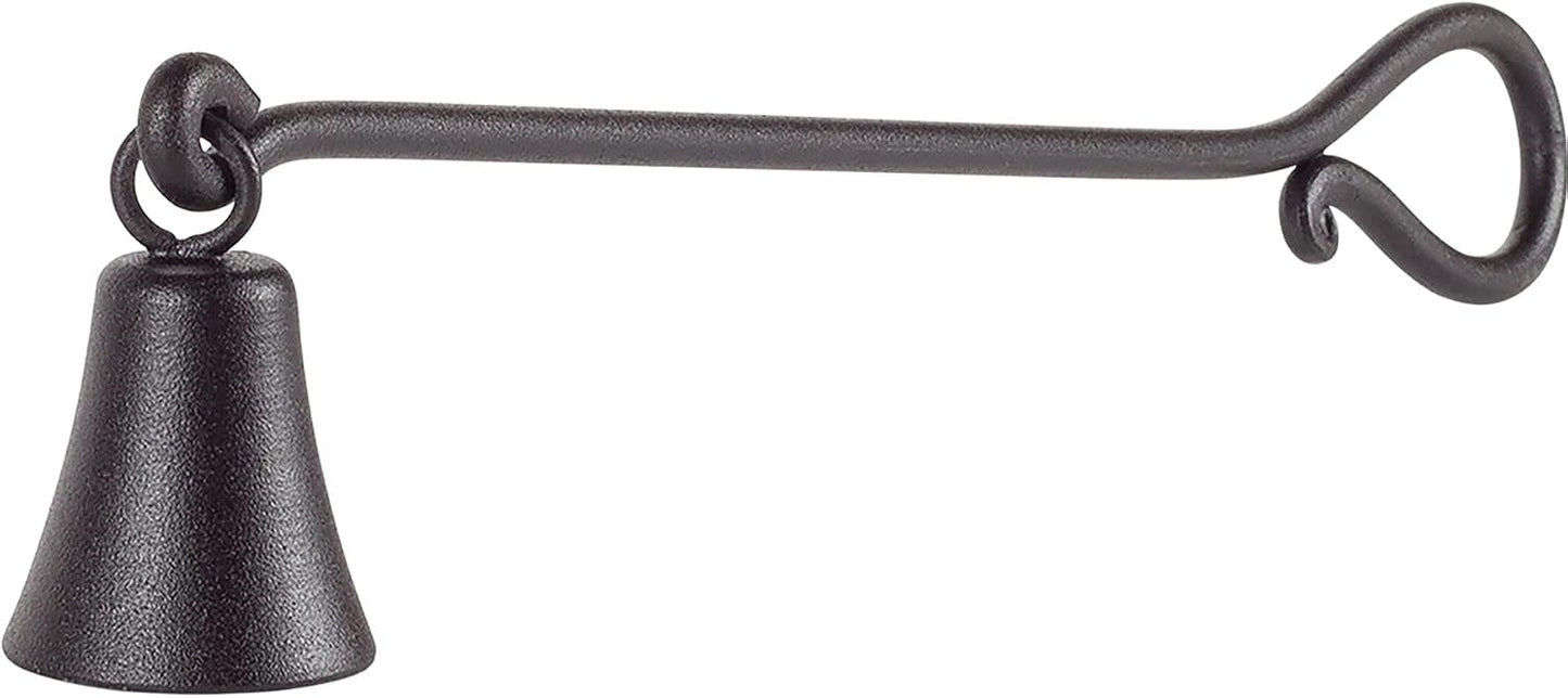 RTZEN Rustic Bell Candle Snuffer - Handcrafted Decorative Rustic Wrought Iron Candle Extinguisher Candlesnuffer with Long Handle - Unique Black Matte Farmhouse Decor Accessories Gift