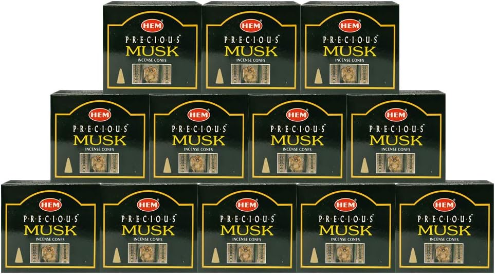 Precious Musk Incense Cones and Cone Incense Burner Bundle Insence Insense Hem Incense