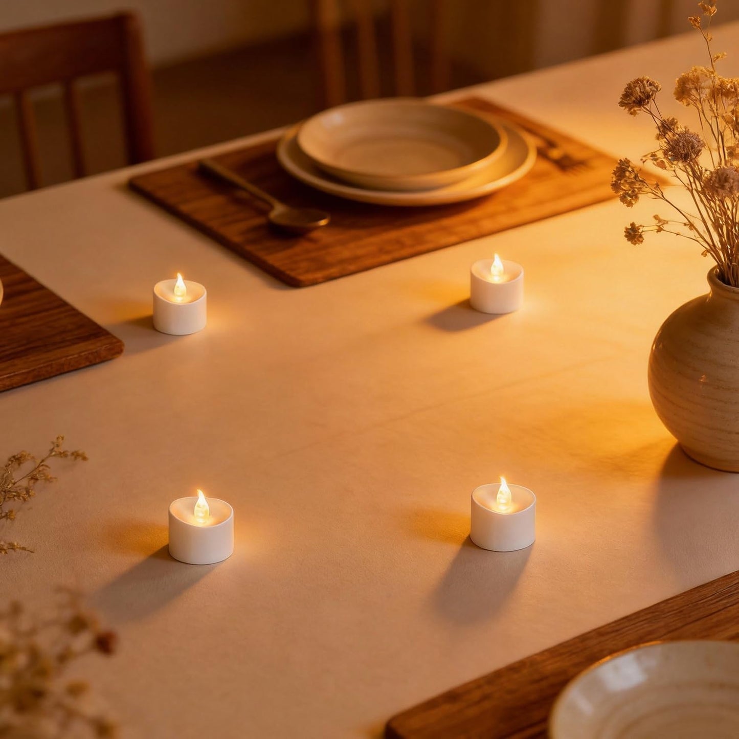 24 Pack LED Tea Lights, Last 100H+, Warm White Flickering Light