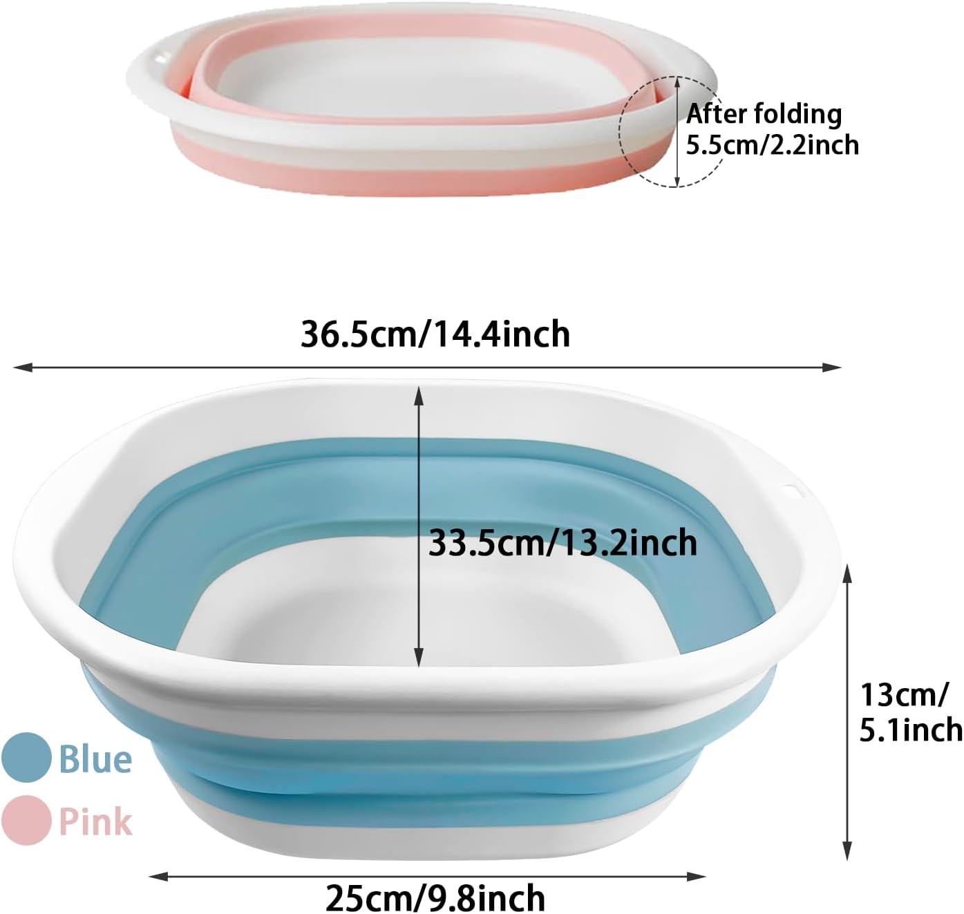 CIEOVO 2 Pieces Portable Pool Foot Bath, Blue Pink Collapsible Pool Foot Wash Basin Tub for Above Ground Swimming Pools Accessories