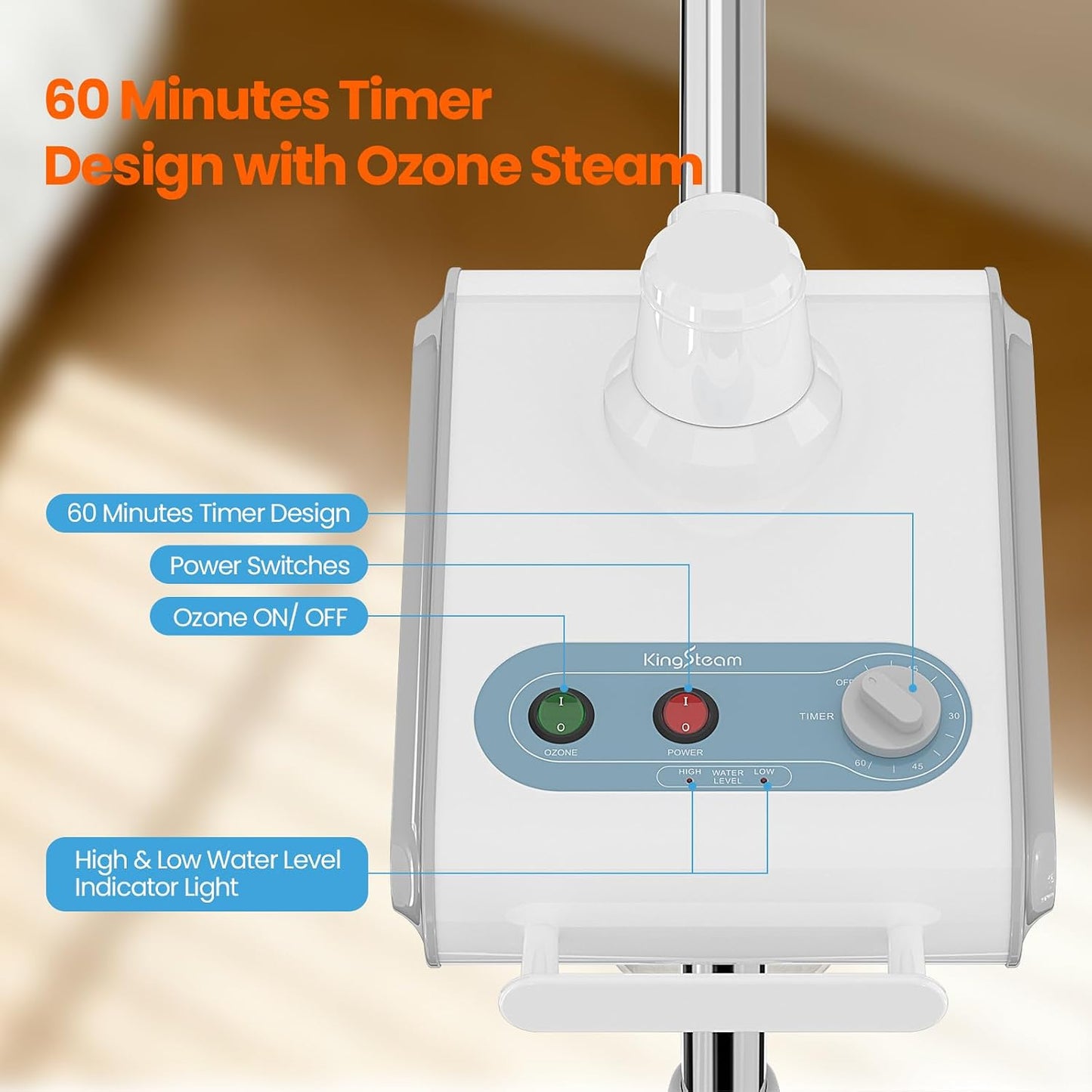 Professional Nano Ionic Facial Steamer with Ozone – 700ml Large Capacity Stand Facial Steamer for Deep Pore Cleansing, Hydration and 60 Min Timer for Salon, and Home Skin Care Use
