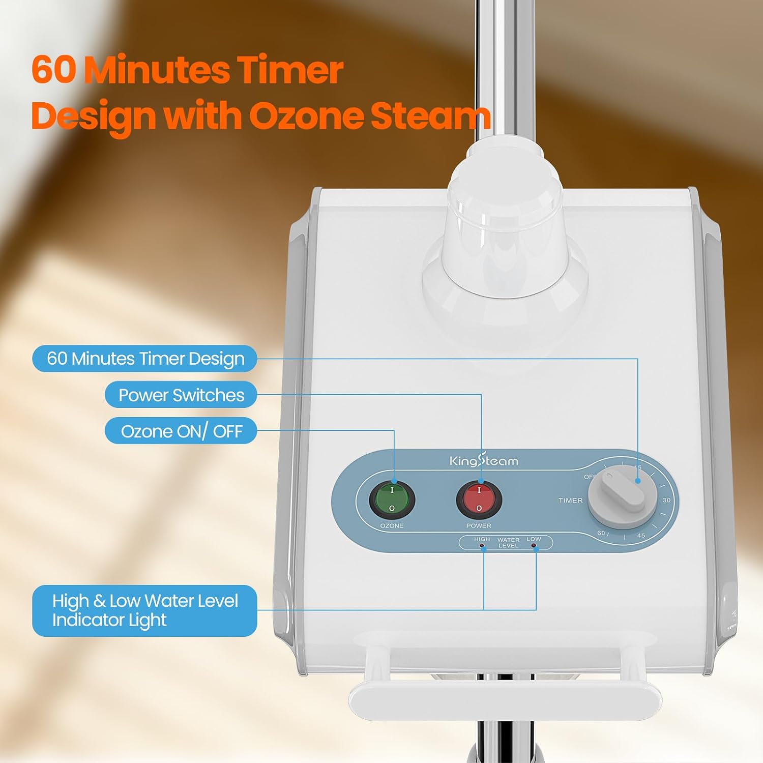 Professional Nano Ionic Facial Steamer with Ozone – 700ml Large Capacity Stand Facial Steamer for Deep Pore Cleansing, Hydration and 60 Min Timer for Salon, and Home Skin Care Use