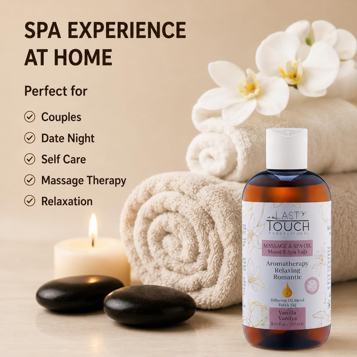 Vanilla Massage Oil for Couples – Sensual Aromatherapy Body Massage Oil with Natural Botanical Oils – Romantic Spa Massage Oil for Relaxation, Date Night &amp; Massage Therapy –Aphrodisiac Oil -8.45 Fl Oz