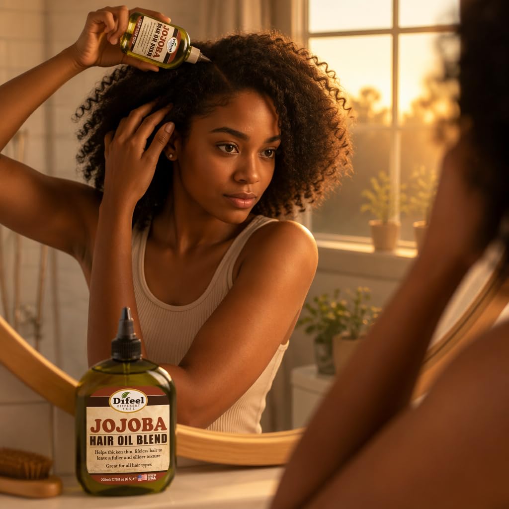 Difeel Jojoba Oil Hair Oil Blend - Travel Size 2.5 oz. - Lightweight Hair &amp; Scalp Moisturizing Oil for Dry, Damaged &amp; Frizzy Hair, Adds Shine &amp; Softness