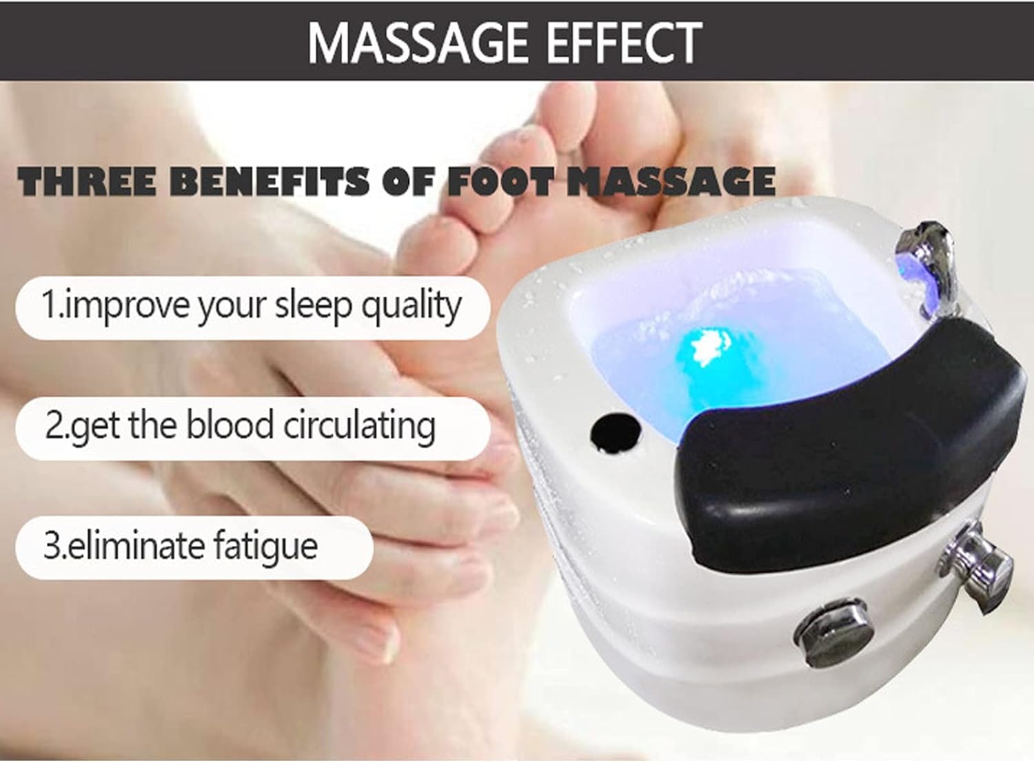 Water Foot Massager Bubble Bath with Temperature Control Switch for Soothe & Relax Tired Feet - Foot tub for Soaking feet, Foot Care, Color Light