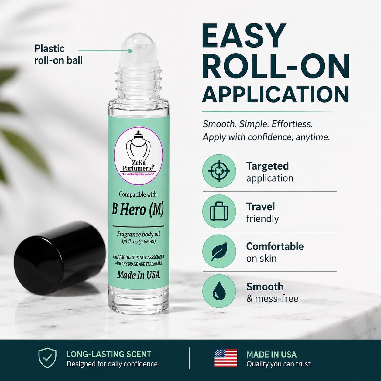 Compare to Aroma Compatible with Hero for Men Fragrance Body Oil on 1/3 oz (9.86ml) Travel Size Roll-On Botlle