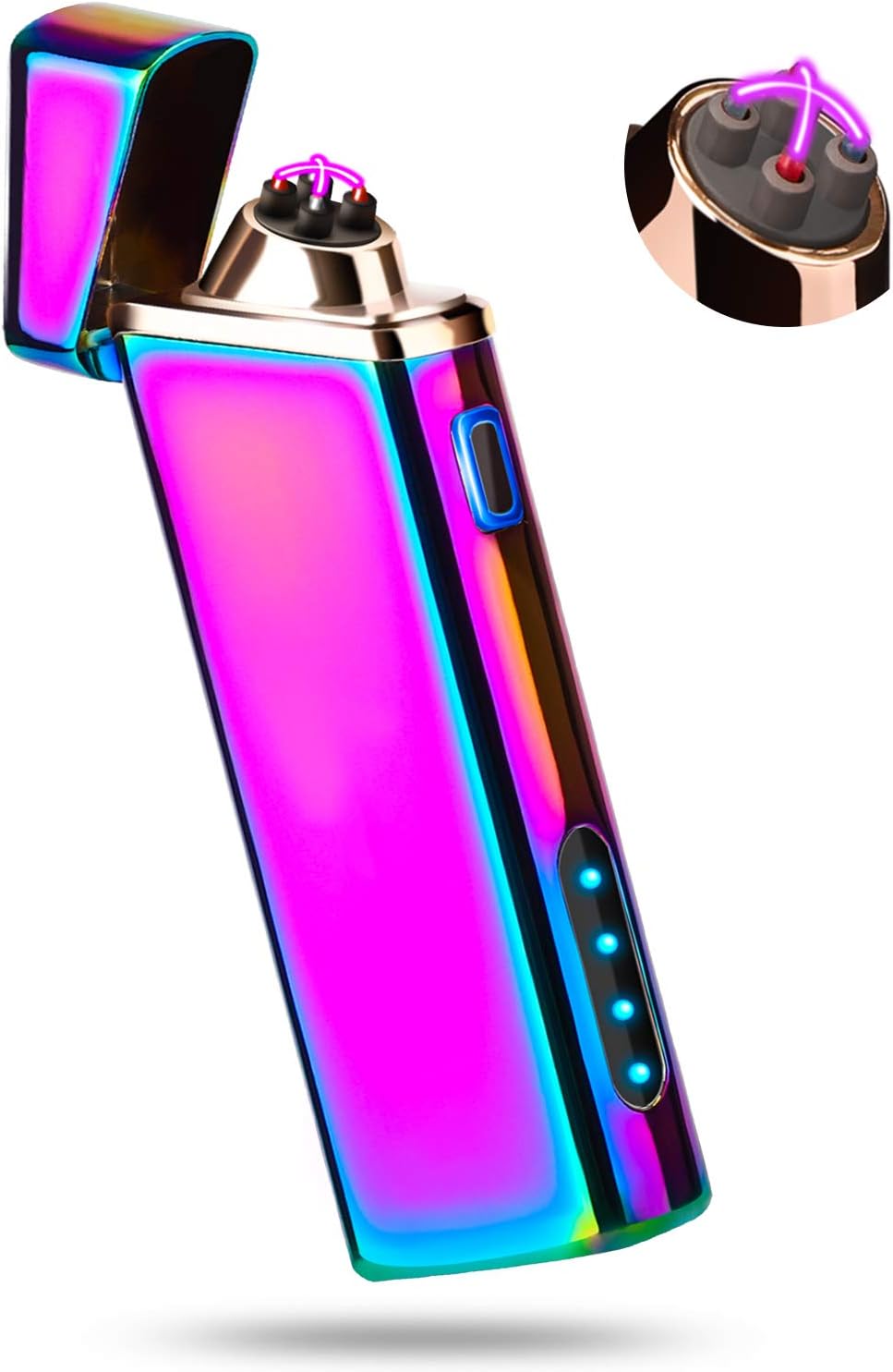 Electric Arc Windproof Plasma Lighter - USB Rechargeable, Upgraded Battery Indicator - Multichrome